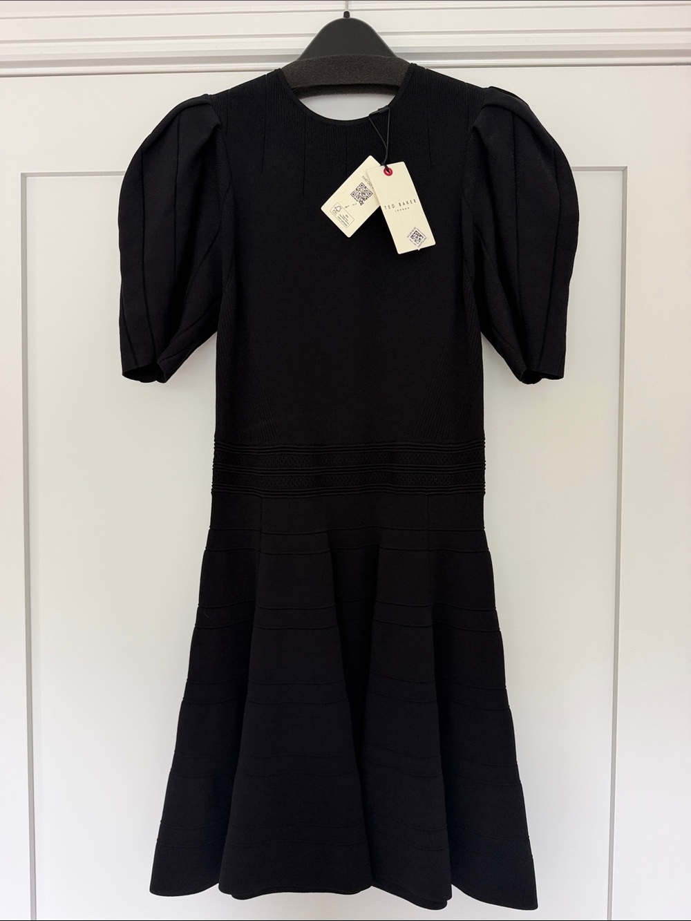 Ted Baker Black Puff-Sleeve Knit Dress - Elegant Everyday